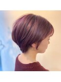 #チェリーピンク#ショート#髪質改善#長浜#ブリーチ#ダブルカラー