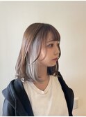20代30代40代インナーカラー×ホワイトブロンド×切りっぱなし
