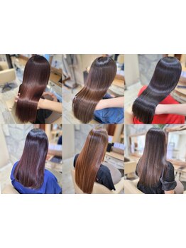 お客様一人ひとりの髪に最適なトリートメントを選定し、髪の芯から補修。指通りの良い美髪×艶感へ導きます