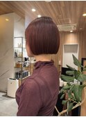 ぱつっとラインが可愛いミニボブ＊赤カラー＊顔周りレイヤー