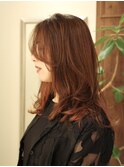◆流し前髪/長め前髪/小顔レイヤーカット/カシスレッド/暖色