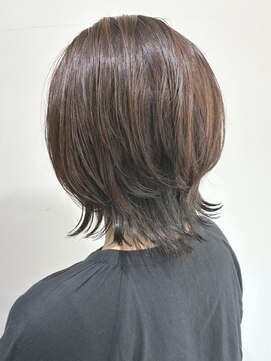 レセ 南柏店(Laissez) 外ハネミディアム×オリーブブラウン/レイヤーカット/くびれボブ