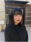 ☆透明感黒髪姫カットレイヤーミディアムレイヤーシアーブラック