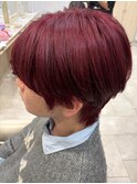 韓国風スタイルダブルカラーダークピンクメンズハイトーンウルフ