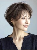 大人ショートレイヤー白髪ぼかし脱白髪染め40代50代60代原宿