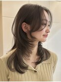 韓国風/レイヤー/前髪カット/オリーブ/透明感/ハッシュカット