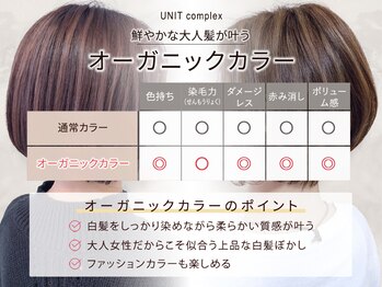 UNiTcomplex名取店　髪質改善／縮毛矯正／白髪染め／白髪ぼかし