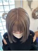 寒色系ベージュ☆ハイトーンボブ