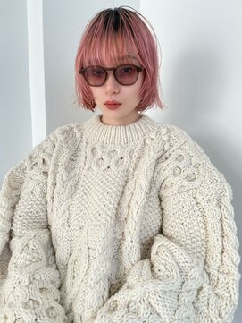エル(EL by green) 切りっぱなしボブ×ルーツピンク