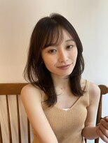 大人かわいい小顔くびレイヤーマロンベージュ顔まわりレイヤー