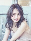 大人のゆるふわパーマ×ダークラベンダーベージュ