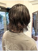 【白石】ウェーブヘアニュアンスパーマウルフレイヤー原宿