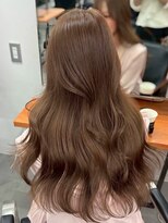 レブ 三条河原町(Reb,) ブリーチなしダブルカラーレイヤーカットロングヘーゼルベージュ