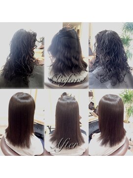 ノーブロー 酸性縮毛矯正専門技師(No.Blow) 頑固なクセ毛の酸性縮毛矯正。仕上げは【ノーブロー】