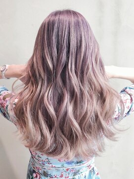 アルバム 銀座(ALBUM GINZA) ハイライトグラデーションラベンダー_ウェーブパーマ_ba296042
