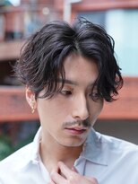 シャドウパーマ毛流れヘアセンターパートニュアンスパーマ原宿
