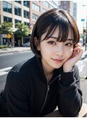 大人可愛い丸み耳掛けショートボブ柔らかシアベージュ20代30代