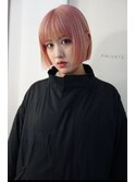 ピンクハイトーンケアブリーチミニボブパステルカラー