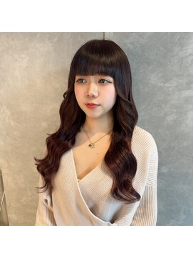 ガルボヘアー 心斎橋店(garbohair) プルエクステ10代20代ワインレッドブリーチ無しカラー