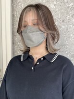 サンク 原宿 表参道(cinq)&nbsp;フェイスフレーミングインナーカラーボブホワイトベージュ30代