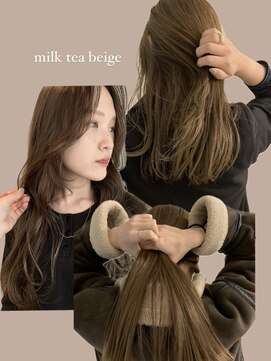 ライン(LINE) ブリーチなしダブルカラー/ミルクティーベージュ