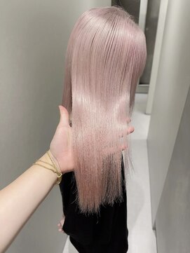 ロング　ケアブリーチ　ミルクティーベージュ　顔まわり　10代