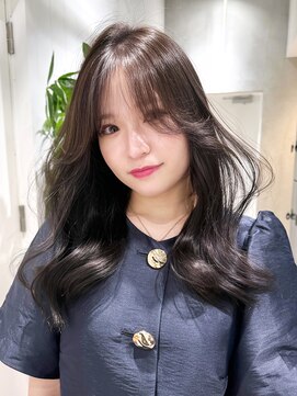 アルバム 銀座(ALBUM GINZA) ロング顔周りレイヤー韓国ヘアココアベージュ_F31218