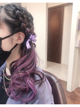 ヴィサージュエーデル(VISAGE edel) 編み込みツイン♪♪インナーカラー♪透け感パープル