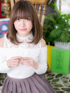 カバーヘア イヴ 戸頭店(COVER HAIR EVE) シースルー前髪大人ガーリーアッシュオリーブ20代30代40代