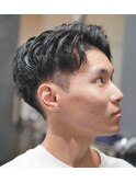 センターパートメンズマッシュパーマニュアンスパーマ刈り上げ