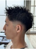 短髪パーマツイストスパイラルパーマスパイキーショートフェード