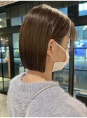 20代30代ミニボブココアブラウン小顔美肌ストレート丸み