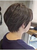 横浜西口白髪染めマッシュショートヘアッシュベージュ40代50代