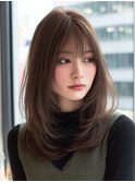 ミディアムレイヤーハッシュカットダークブラウンシャギーカット