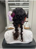 生花を使った編みおろしヘア【清板】