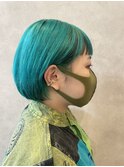 ぶつっとボブ×ターコイズ デザインカラー 2021/5/1
