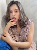 大人かわいいフェザーバング_透明感グレージュ