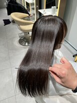 ロンドメリア 天神大名店(Lond Melia) ★グレージュカラー斜めバングデザインカラーシルキー ベージュ