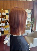 切りっぱなしボブ×オレンジブラウン