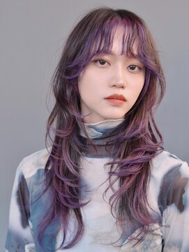 シーン(SCENE) バイオレットカラー　前髪カール　ロングレイヤー【天神/今泉】
