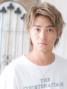 モッズヘアメン 札幌月寒店(mod's hair men) ワイルドアップバングのハイトーンカラーウルフヘアm札幌月寒