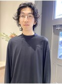 スパイラルパーマツイストパーマアップバングミディアムヘア