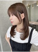 ミニウルフレイヤーカット顔周り前髪韓国ミディアムロング／大宮