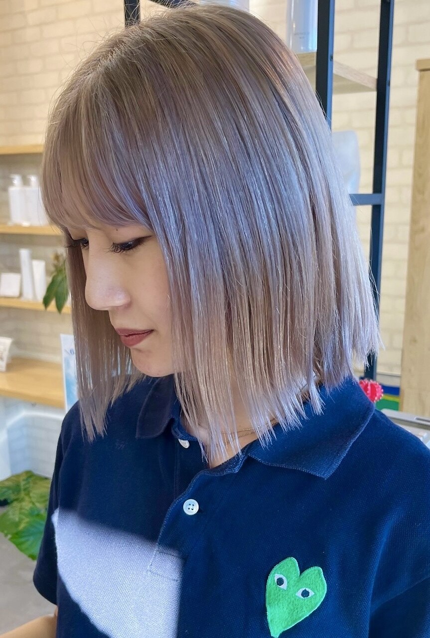 オレンジ【ブロックカラー】ボブ：L252742115｜リン(Lin.)のヘア