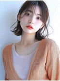 ナチュラルボブくびれヘアアプリコットオレンジ20代30代40代50代