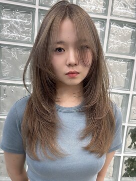 サンクプロジェクト(cinq PROJECT) 韓国ヘア顔周りレイヤーミルクティーベージュグレージュカラー