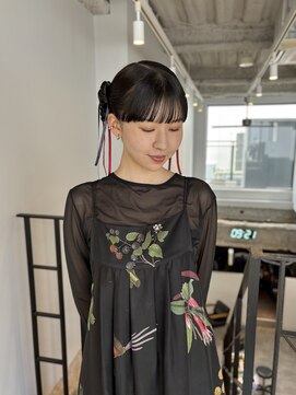 ヌープヘアーアイス(NUUP.hair ici) 秋冬のお呼ばれヘア◎艶髪ツインヘア×編み込みリボンアレンジ