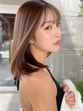 結べるボブ/ラベンダーベージュ/ミディアムストレート