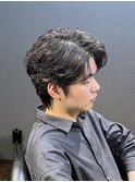 ビジネスショートウルフ デザインカールパーマ センターパート
