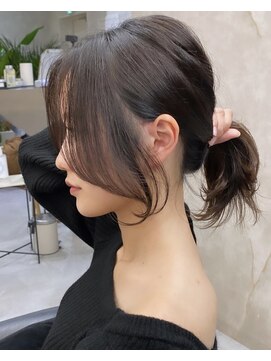 ロンドアヴァントゥス 池袋(Lond aventus) 長めの前髪の顔まわり、結んでも可愛い、ダークアッシュ